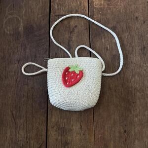Adorable Strawberry‎ Appliqué Straw Mini Bag Boho Girly Picnic Coquette Summer